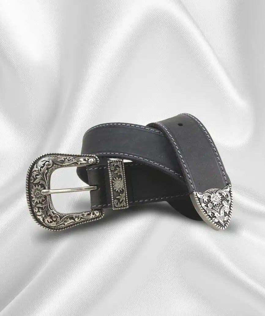 1 Cinturón de piel nubuck gris mate