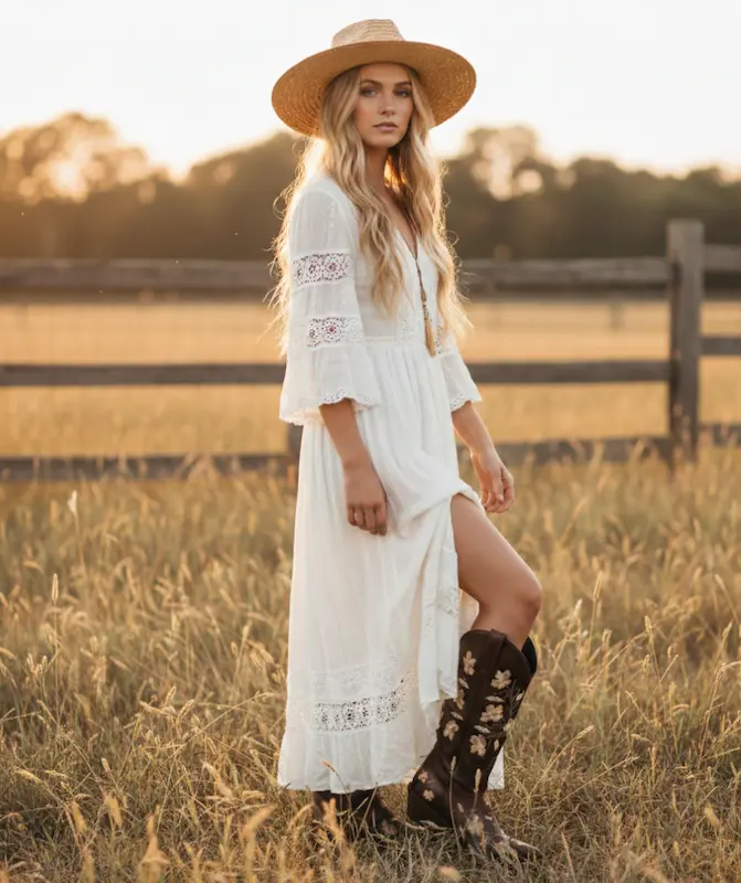 botas vaqueras flores verano - 2138 J LINI PALERMO MARR&Oacute;N