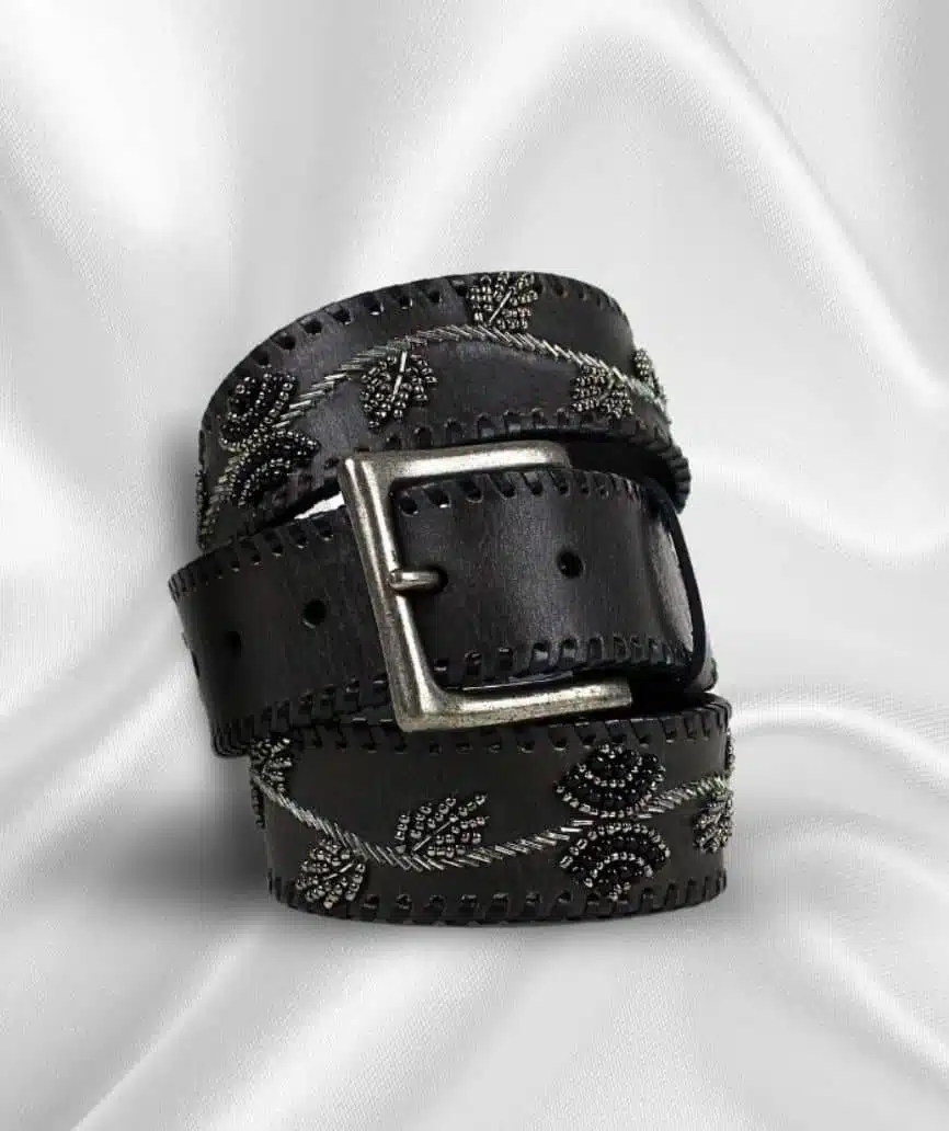 6 Cinturón Boho Negro Bordado