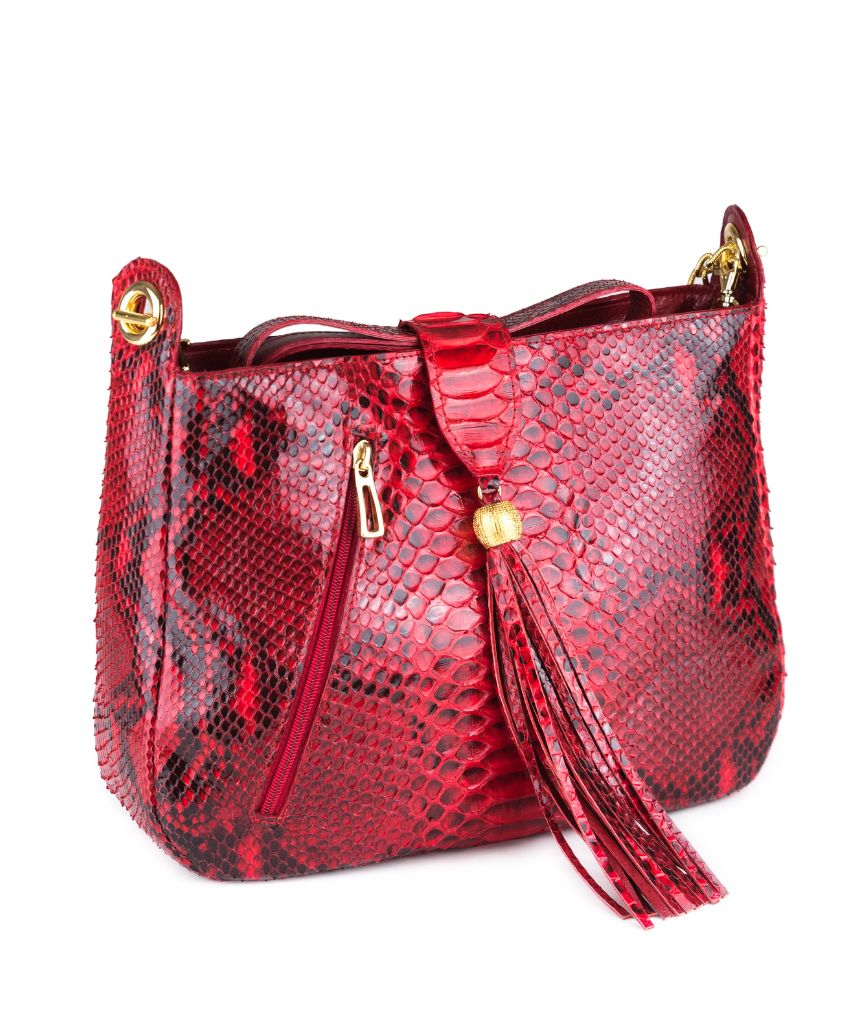 SPOTTED RED PYTHON CROSSBODY BAG - Tony Mora® Boots Official Store