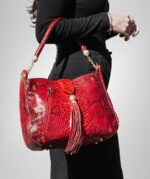 SPOTTED RED PYTHON CROSSBODY BAG