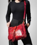 SPOTTED RED PYTHON CROSSBODY BAG