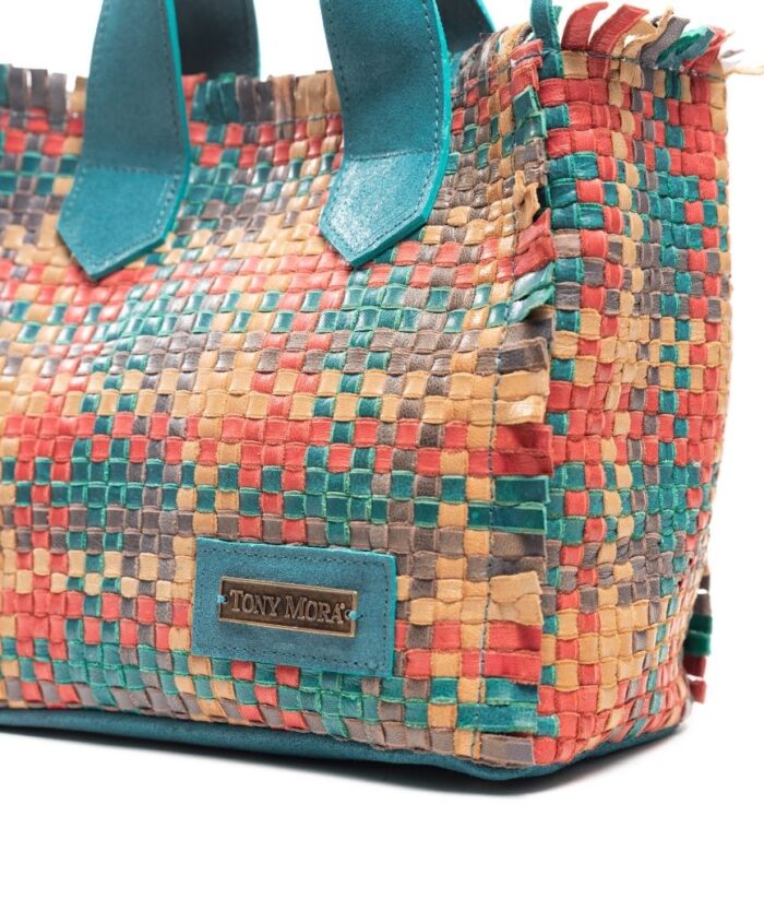 TOTE BAG COWHIDE MADISON TURQUOISE