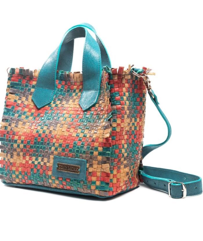 TOTE BAG COWHIDE MADISON TURQUOISE