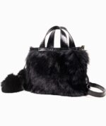 LONG HAIR BLACK RABBIT CLUTCH