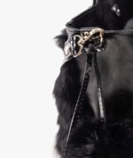 LONG HAIR BLACK RABBIT CLUTCH