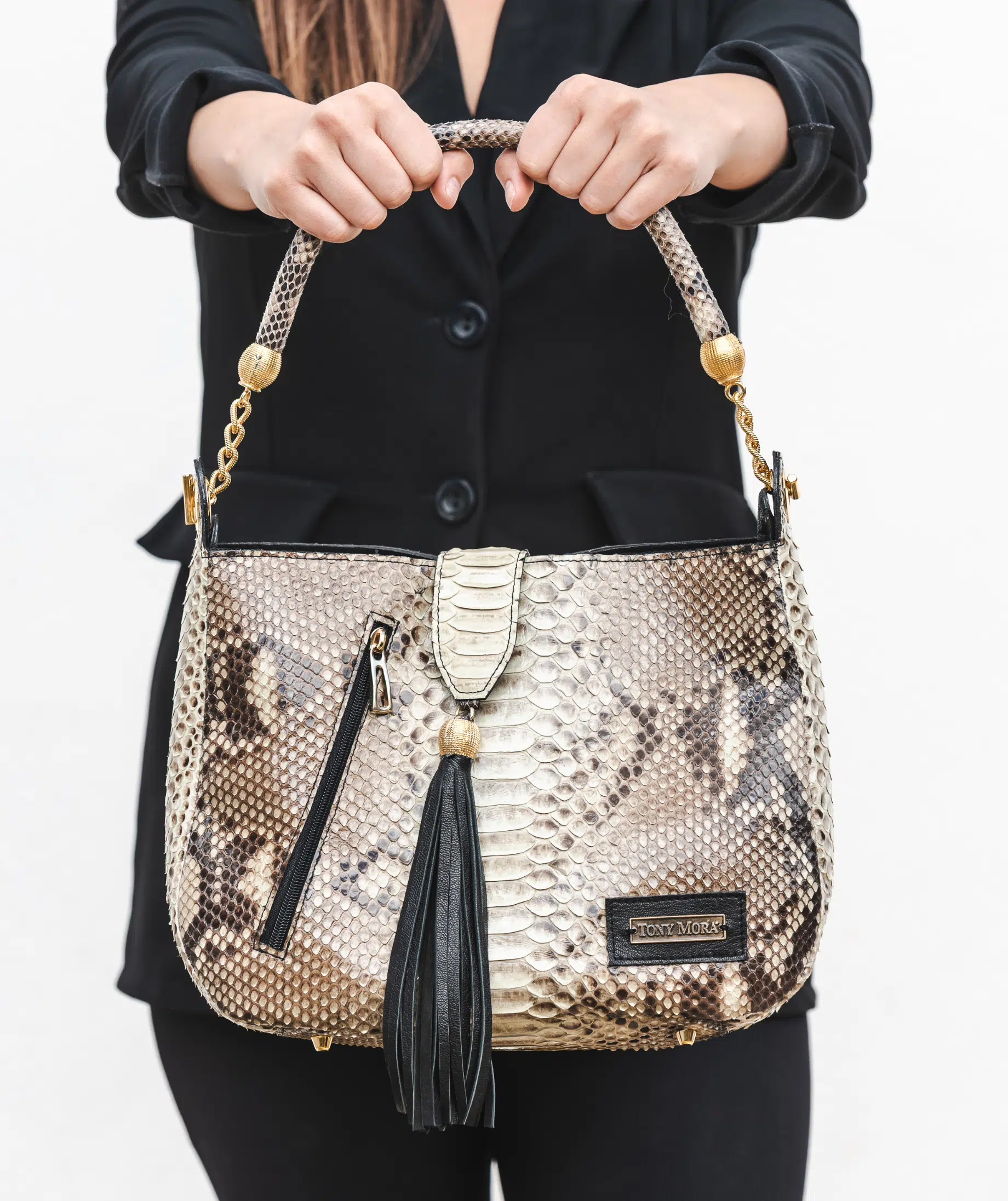 14 1132 SHOPPER BAG PYTHON LIGHT GREY