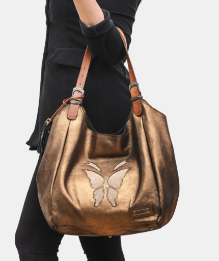 1017 SHOPPER BAG MARRÓN / SERRAJE ORO